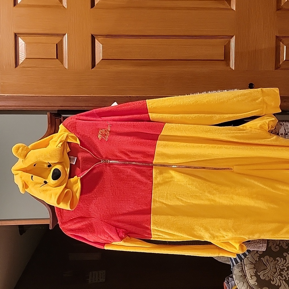 Disney Winnie the Pooh Suit Hooded Zip Costume Adult One Piece Pajamas